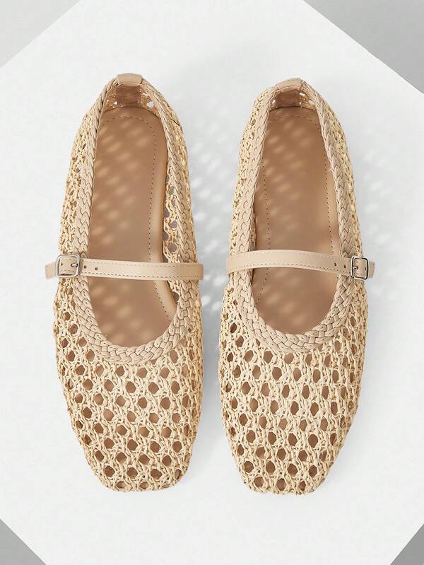 Mnmlis Women's New Fashion Breathable Hollow Mesh Flat Shoes