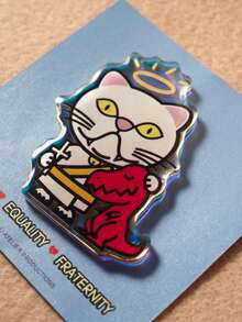 POKOJA LAND Angel Cat Holding Dinosaur Fridge Magnet, 1pc,Cute Refrigerator Magnet, Strong Magnetic Acrylic Meme Kitchen Decor, Cat Lover Gift, Liberty Equality Fraternity,PokojaLand&Luluni - 1PC - View 2