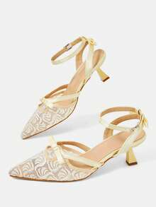 CUCCOO HITCHD Women's Pointed Toe Buckle Design Daily Versatile Fashion High Heels - Champagne - View 12