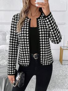 Editum Women's Autumn/Winter Versatile Colorblock Long Sleeve Knit Cardigan - Black - View 4
