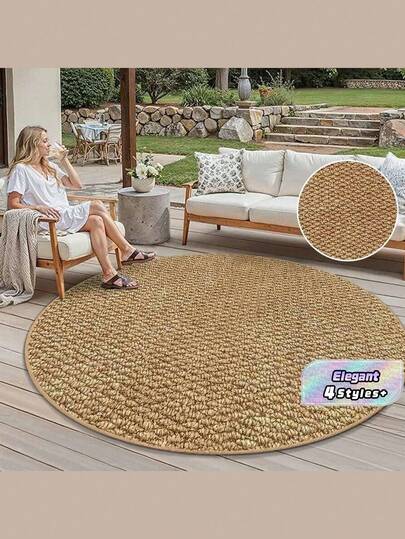 1PC Vintage Brown Pineapple Pattern Round Rug, Modern Minimalist Brown Pineapple Texture Carpet, Nordic Style Balcony Terrace Doormat, Hallway, Garden, Entrance Decor And Other Areas, Spring New Arrival, Available In Summer, Outdoor Rug