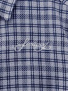 SWAVVY Men's Plaid & Letter Print Single-Breasted Casual Versatile Daily Wear Shirt - Blue - View 5