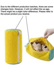 Reusable Sneaker Washing Bag, Suitable For Washing Machine, Shoe Shaped Bag To Maintain Shoe Form, Deep Cleaning Mesh Protection Bag For Sneakers And Loafers, Shoe Care Essential (Yellow/Grey) - Multicolor - View 8