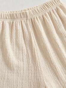 Tween Girl Short Sleeve Pleated Collar T-Shirt Solid Color Long Pants Set - Multicolor - View 6