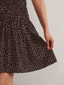 Freevana Plus Size Women Polka Dot Casual Versatile Daily Wear Skirt Formal Vacation Summer - Coffee Brown - View 8