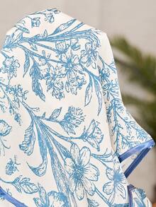 Serenescape Plus Size Women's Floral Print Short Sleeve Top And Long Pants Casual Daily Home Sleepwear Set - Blue - View 8