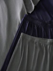 Provexi Provexi 男士基本款休閒寬鬆舒適黑灰色短袖T恤與短褲家居服套裝（含2件上衣與2件褲子） - 彩色 - 查看 4
