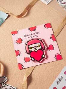 POKOJA LAND Cool Cat Holding Heart Fridge Magnet, 1pc,Red,Kawaii Refrigerator Magnet, Strong Magnetic Acrylic Meme Kitchen Decor, Cat Lover Gift, Only Partial To You, PokojaLand&Luluni - red - View 2