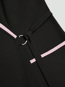 TaskEZ Scrubs Set: V-Neck Short Sleeve Top & Pants Scrub Uniform For Healthcare Workers - Black - View 4