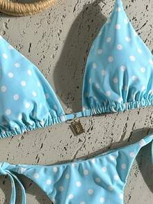 Swim Vcay Springbreak 女款夏季隨機印花細肩帶金屬裝飾復古兩件式比基尼套裝 - 彩色 - 查看 4