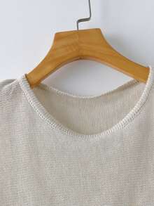 GlowEve Top de punto de color liso con mangas de murciélago para mujer - Albaricoque - Ver 4