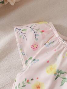 SHEIN 新生兒花卉印花圓領連身衣與髮帶2件套 - 彩色 - 查看 5