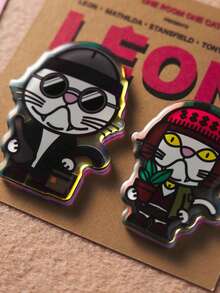 POKOJA LAND Mathilda & Leon Cat Fridge Magnets, Set Of 2, Cinema Refrigerator Magnet, Strong Magnetic Acrylic Meme Decor, Cat Lover Gift, Catscar Movie Series,PokojaLand&Luluni - 2 packs - View 4