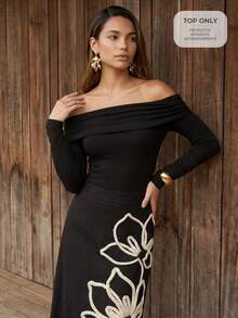 CAJUNI Body de hombro a hombro con manga larga - Negro - Ver 1
