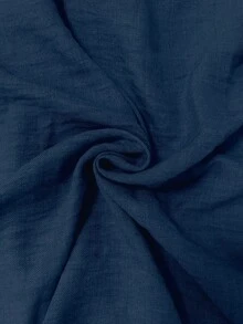 Elenzga 女士加大码优雅爱丽丝面料衬衫领插肩袖腰部系带蝴蝶结木质纽扣春夏新款百搭休闲俱乐部时尚设计连衣裙 - 藏蓝色 - 查看 6