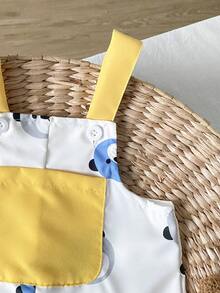 SHEIN Playful Pals Romper Bayi Laki-laki Motif Kepala Beruang Musim Panas dengan Desain Saku, Cocok untuk di Rumah, Santai, Pesta, dan Bepergian - Putih - View 6