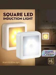 Lampu Malam LED Sensor Gerak, Lampu Dinding Induksi Inframerah PIR Bertenaga Baterai AAA (Baterai Tidak Termasuk), Mudah Dipasang & Pencahayaan Portabel untuk Samping Tempat Tidur, Lorong, Kamar Mandi, Tangga & Lemari - Putih - View 3