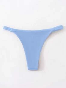 Swim Basics 女款夏季海灘純色比基尼泳褲下身 - 藍色 - 查看 2