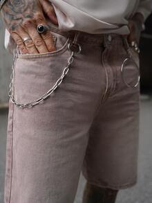 Artur Kramer Men's Solid Color Simple Daily Wear Denim Shorts Jorts - Mauve Purple - View 4