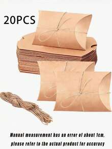 20 Solid Color Pillow Shaped Boxes, Kraft Paper Gift Packaging Boxes, Suitable For Weddings, Bridal Showers, Anniversaries, Birthdays, Holiday Party Gifts And Decorations. - Multicolor - View 11