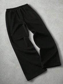 PAVTROS Men's Letter Print Drawstring Waist Casual Sweatpants - Black - View 3