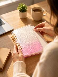 A5 Stone Grain Acrylic Loose Leaf Notebook Cover With Gold Metal Rings, No Inner Pages Blank Binder Shell For DIY Handcraft, Scrapbooking, Journal Making & Stationery Gift - Multicolor - View 4
