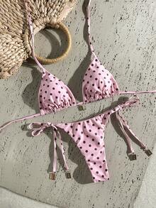 Swim Vcay Springbreak 女款夏季隨機印花細肩帶金屬裝飾復古兩件式比基尼套裝 - 彩色 - 查看 2