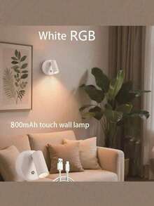 1pc LED Rechargeable Wall Light, Magnetic Spotlight, Painting Light, Nightlight, Bedside Reading Lamp, Eye-Caring Bedroom Night Light, Dimmable, Wireless No Drilling, 360° Rotatable Touch Control, Rechargeable Battery - إضافة متعدد الألوان - مشاهدة 13