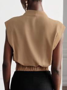 Aveloria Modichic Elegant V-Neck Cinched Waist Button-Up Slouchy Versatile Top - Dusty Pink - View 3