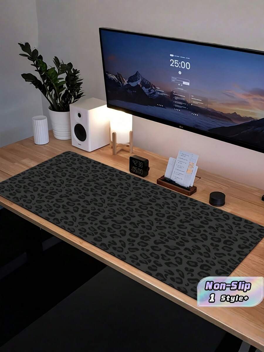1PC Large Leopard Print Gaming Mouse Pad Diatomaceous Earth Material Black Desk Mat Home Office PC Laptop Anti Slip Waterproof Wear Resistant Sweat Proof Smooth - multicolor - View 1