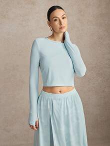 Activina Camiseta deportiva de ajuste holgado en azul claro para mujer - Celeste - Ver 9