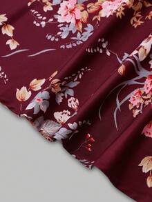 Franclia 女款大尺碼印花洋裝兩件套，雪紡上衣外套，純色荷葉邊短版開襟上衣搭配細肩帶玫瑰花洋裝，春夏秋季精緻外套上衣套裝女裝 - 彩色 - 查看 6