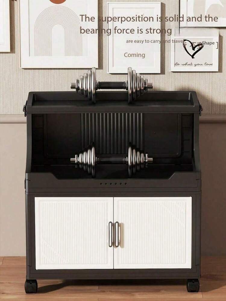 38cm/14.96in - 48cm/18.9in Wide Plastic Storage Cabinet, Multi-Layer Foldable Storage Box, Kitchen Dining Utensil Cabinet, Kitchen Organizer Rack, Living Room Toy Cabinet, Slim Gap Organizer, Kitchen Slim Storage Cabinet, Christmas Gift, Storage Box - Black - View 3