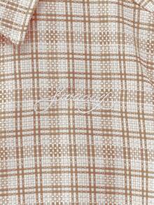 SWAVVY Men's Summer Casual Plaid Short Sleeve Shirt - Brown - View 5