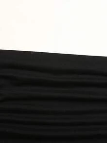 SHEIN 少女 2 件套休閒黑色對比蕾絲飾邊荷葉邊長袖修身針織上衣與喇叭褲套裝，適合居家與戶外、旅行機場、休閒日常穿著，法式女童套裝 - 黑色 - 查看 6
