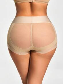 SHAPORA Shorts moldeadores de Body para mujer con malla de contraste de unicolor - Albaricoque - Ver 6