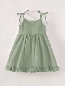 SHEIN Vestido de tirantes finos de unicolor tejido para niña joven - verde menta - Ver 2