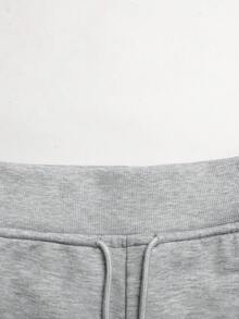 SHEIN 青少年女孩灰色針織抽繩休閒長褲 - 灰色 - 查看 7