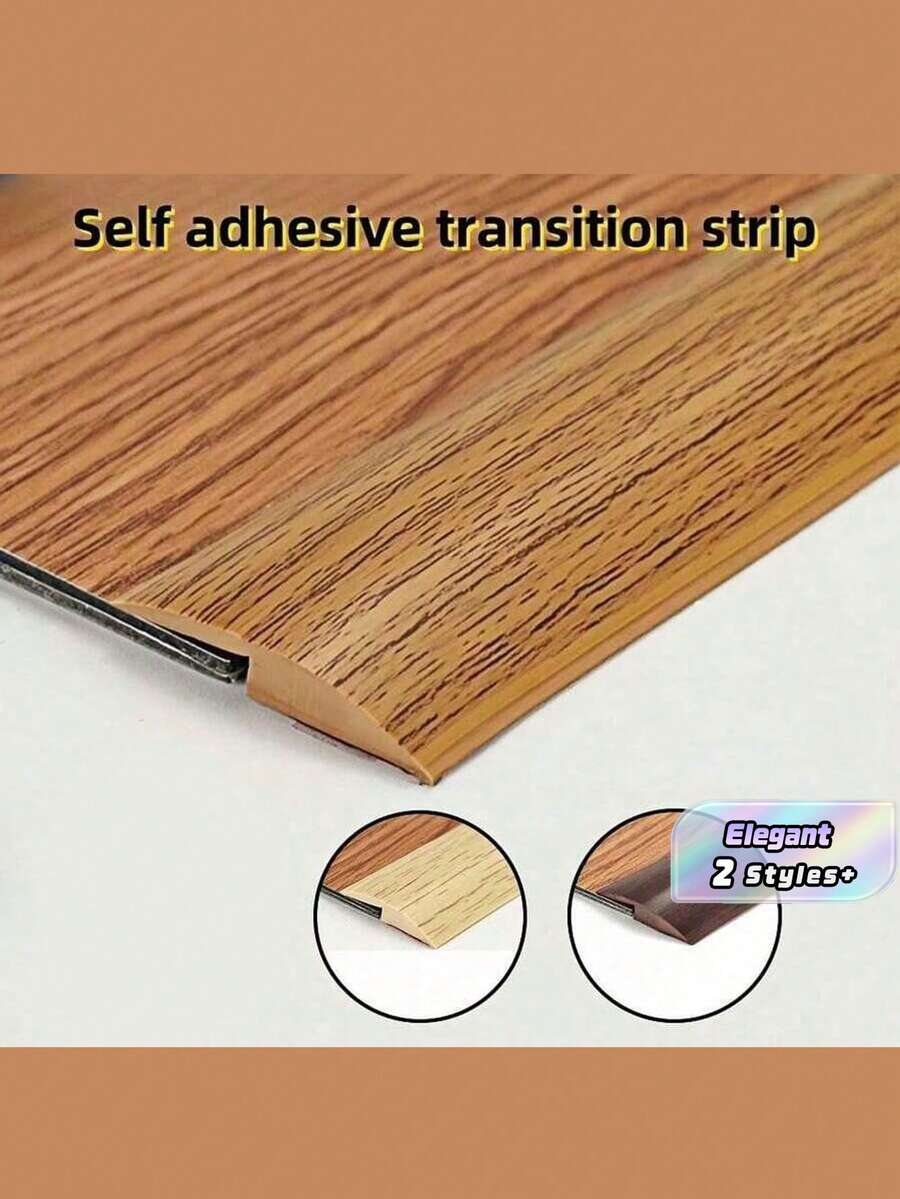 1pc Durable Self-Adhesive PVC Transition Strip, Wood Grain Design, Suitable For Carpet And Hard Floor Edges Decorative Trim, Flexible Edges, Fits Carpet, Laminate And Vinyl Baseboards, 39.37 Inches - multicolor - View 1