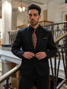 YOUESAWY YOUESAWY Men Single Button Blazer & Suit Pants - Black - View 4