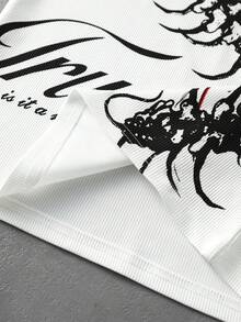 ROMWE MEN Goth 男士夏季休閒花卉印花背心 - 白色 - 查看 5