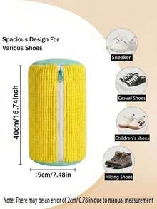 Reusable Sneaker Washing Bag, Suitable For Washing Machine, Shoe Shaped Bag To Maintain Shoe Form, Deep Cleaning Mesh Protection Bag For Sneakers And Loafers, Shoe Care Essential (Yellow/Grey) - Multicolor - View 4
