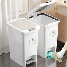 A Space Saving Foot Operated Garbage Bin That Can Be Pressed And Stepped On, With A Large Capacity, Suitable For Kitchens/Bathrooms, Durable, Indoor Composting Bin, And Home Storage Box. Hands Free Stomping And Pressing Operation - White - View 4