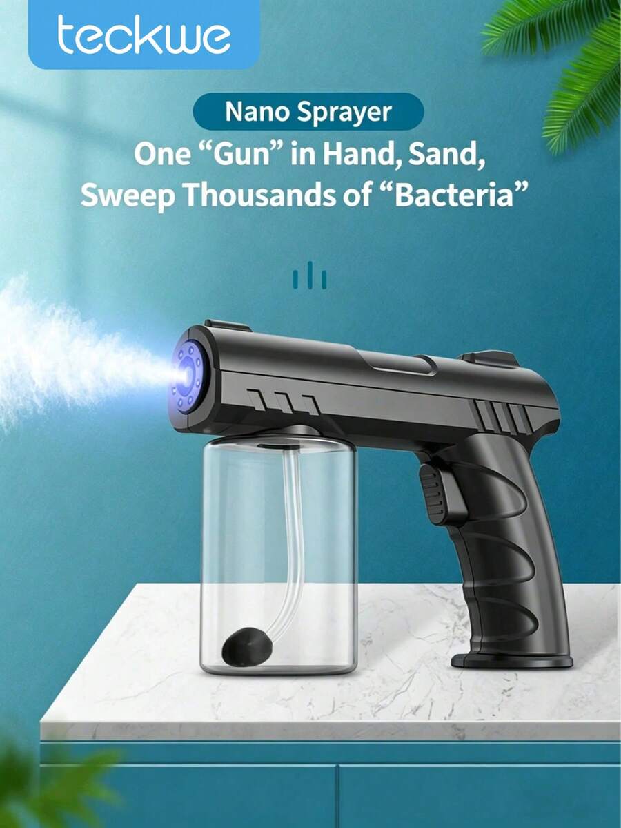 Teckwe 1 buah Pistol Semprot Atomisasi Pengisian Nirkabel 280ML, Semprotan Pemurni Udara Rumah Tangga, Semprotan Disinfeksi Alkohol Rumah Tangga, Cocok Untuk Rumah, Hotel, Penggunaan Sehari-hari, Peralatan Pembersih Portabel, Kapasitas Baterai: 1500mAh (Tidak Termasuk Kabel Data USB) - MultiWarna - View 1