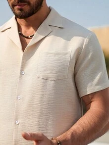 VENTUSAIL طقم قميص وشورت كاجوال بمقاسات كبيرة للرجال، مناسب للتنقل اليومي والسفر والارتداء الكاجوال وخروجات عطلة نهاية الأسبوع والأنشطة الخارجية ومغامرات السفر والمناسبات الاجتماعية - لون مشمشي - مشاهدة 5