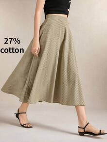 BizChic Brown Lace Trim High Waist Plaid Skirt, Elegant Sexy French Vintage Business Commute Date Vacation Halloween Back To School Party Birthday Office Slimming Elegant Versatile Autumn Daily Wedding Guest Church Special Occasion Formal Vacation Style Country Style Light Luxury Minimalist Casual - Multicolor - View 4
