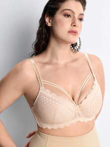 Slumbrini 3件装加大码蕾丝文胸，舒适钢圈文胸，女士款 - 彩色 - 查看 8
