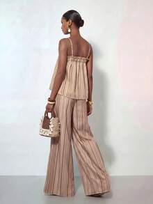 Zivah New Summer Casual Vacation Commuting Loose-Fitting Beige Tank Top + Wide-Leg Pant Two Pieces Set, Suitable For Everyday Wear, Music Festivals, Boho - Multicolor - View 10
