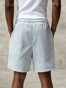 Manfinity Hypemode Men's Casual Solid Color Drawstring Waist Shorts - Grey - View 2
