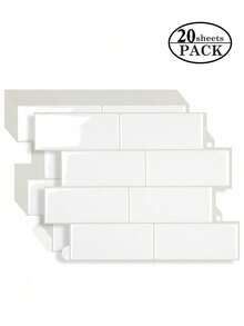 4/10/20 Pcs Waterproof Brick Textured 3D Wall Panels, DIY Tile Stickers, Removable Self-Adhesive Wall Tiles For Kitchen Bathroom Backsplash And Holiday Decor - White - View 13